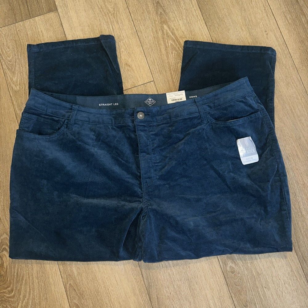 St John's Bay 28WS Green Corduroy Straight Leg Secretly Slender Mid-Rise Pants